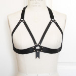 harness bra, leather harness, open cup bra, cupless bra, fetish, bondage, bdsm, gothic