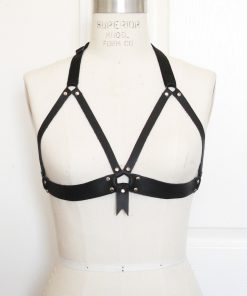 harness bra, leather harness, open cup bra, cupless bra, fetish, bondage, bdsm, gothic