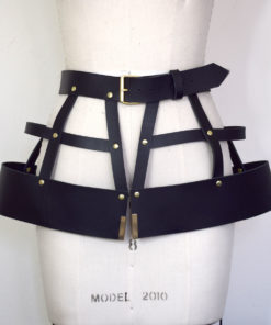 leather harness cage skirt, love lorn lingerie