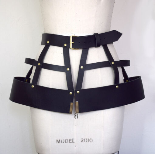 leather harness cage skirt, love lorn lingerie