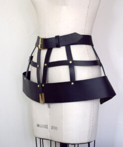 leather harness cage skirt, love lorn lingerie