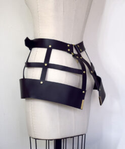 leather harness cage skirt, love lorn lingerie