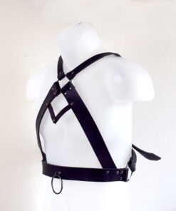 Men's black leather chest harness