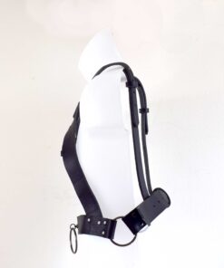 Men's black leather chest harness