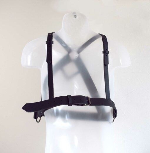 Men's black leather chest harness