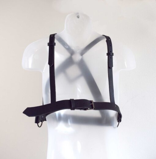 Men's black leather chest harness