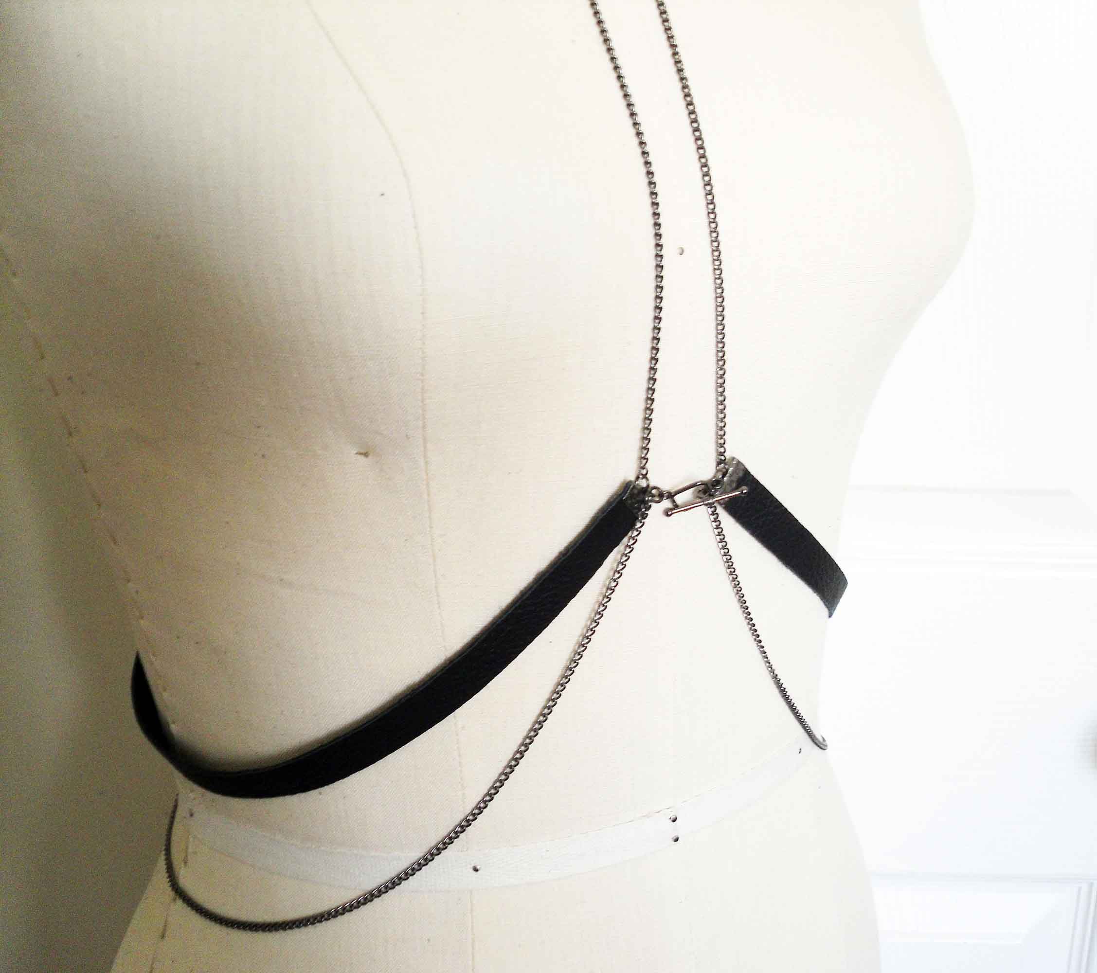 Delicate Leather and Chain Body Harness | LoveLornLingerie