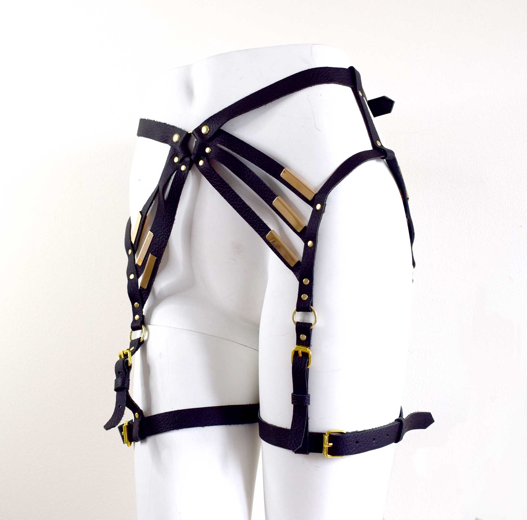 Mens leather leg harness hotsell