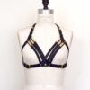 black strappy leather harness bra