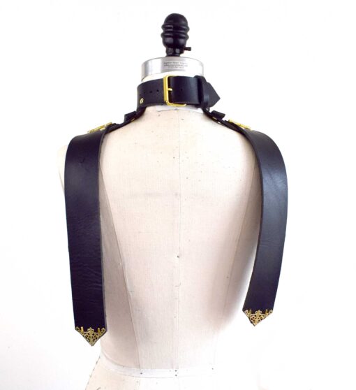 black leather posture collar