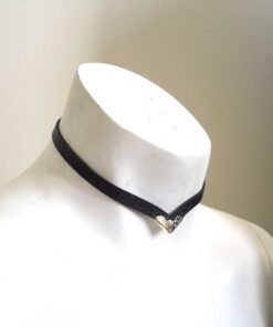 thin leather choker, black collar, love lorn lingerie