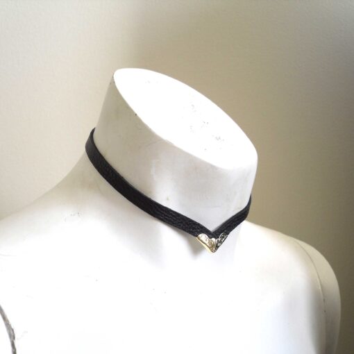 thin leather choker, black collar, love lorn lingerie