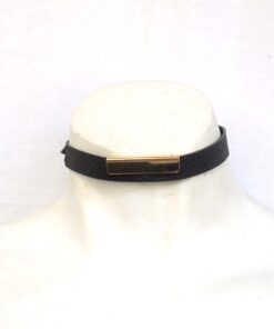 gold bar leather choker, lovelornlingerie, gothic jewelry