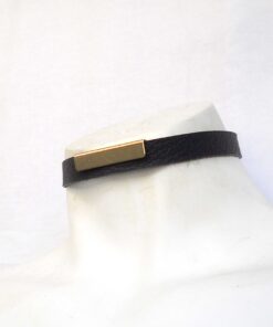 gold bar leather choker, lovelornlingerie, gothic jewelry