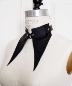 love lorn lingerie, black leather oxford collar, leather collar, gothic fashion, visual kei, lolita accessory, leather jewelry