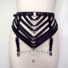 strappy black leather garter belt