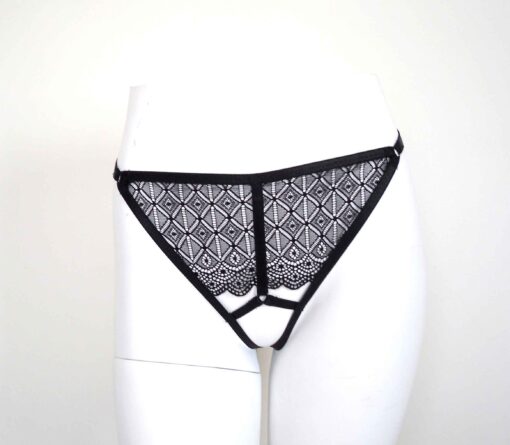 ouvert lace thong, crotchless g-string underwear, sexy bondage lingerie, love lorn lingerie