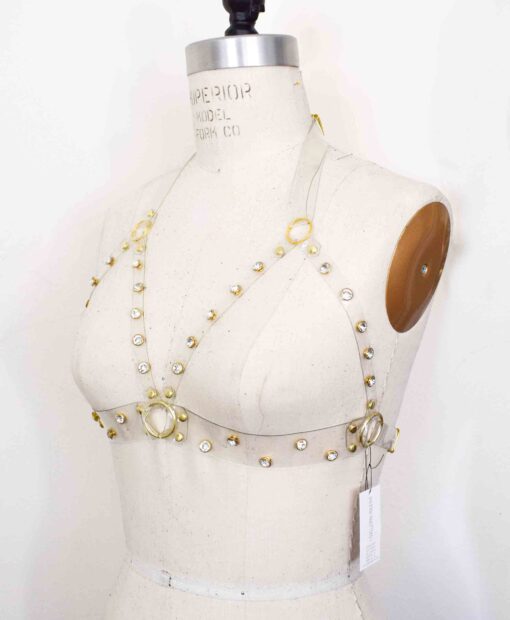 Tina Clear Vinyl Rhinestone Harness Bra - Image 2