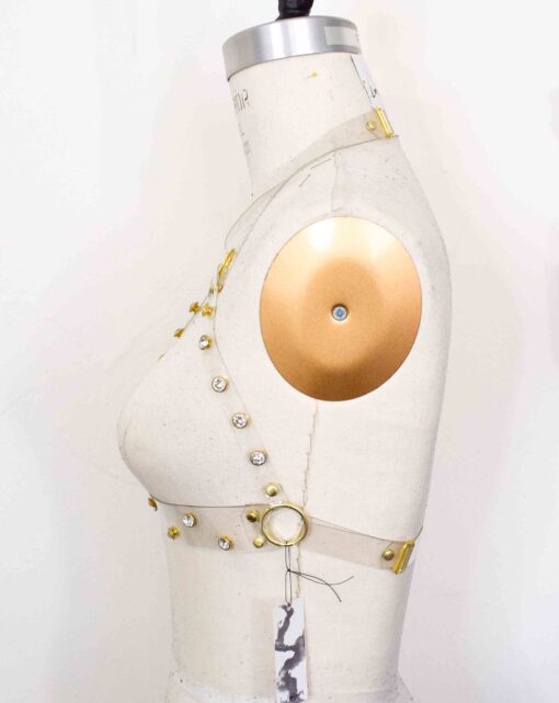 Tina Clear Vinyl Rhinestone Harness Bra - Image 4