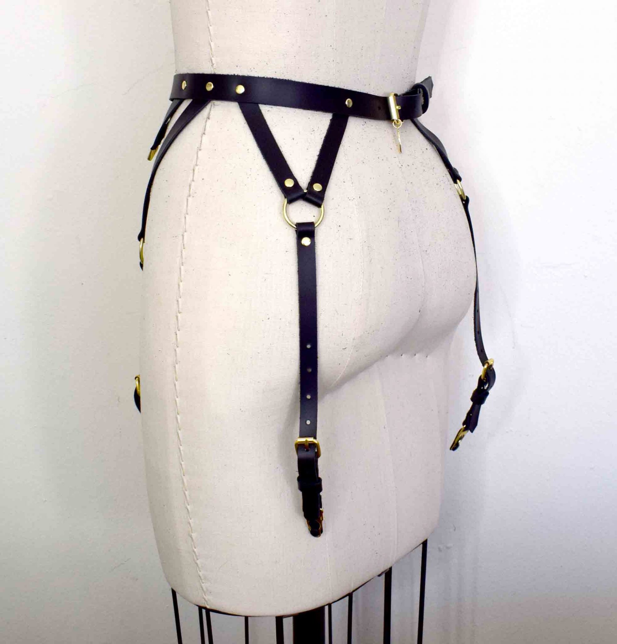 Diamant Black Leather Garter Belt LoveLornLingerie Diamant Black Leather Garter Belt LoveLornLingerie