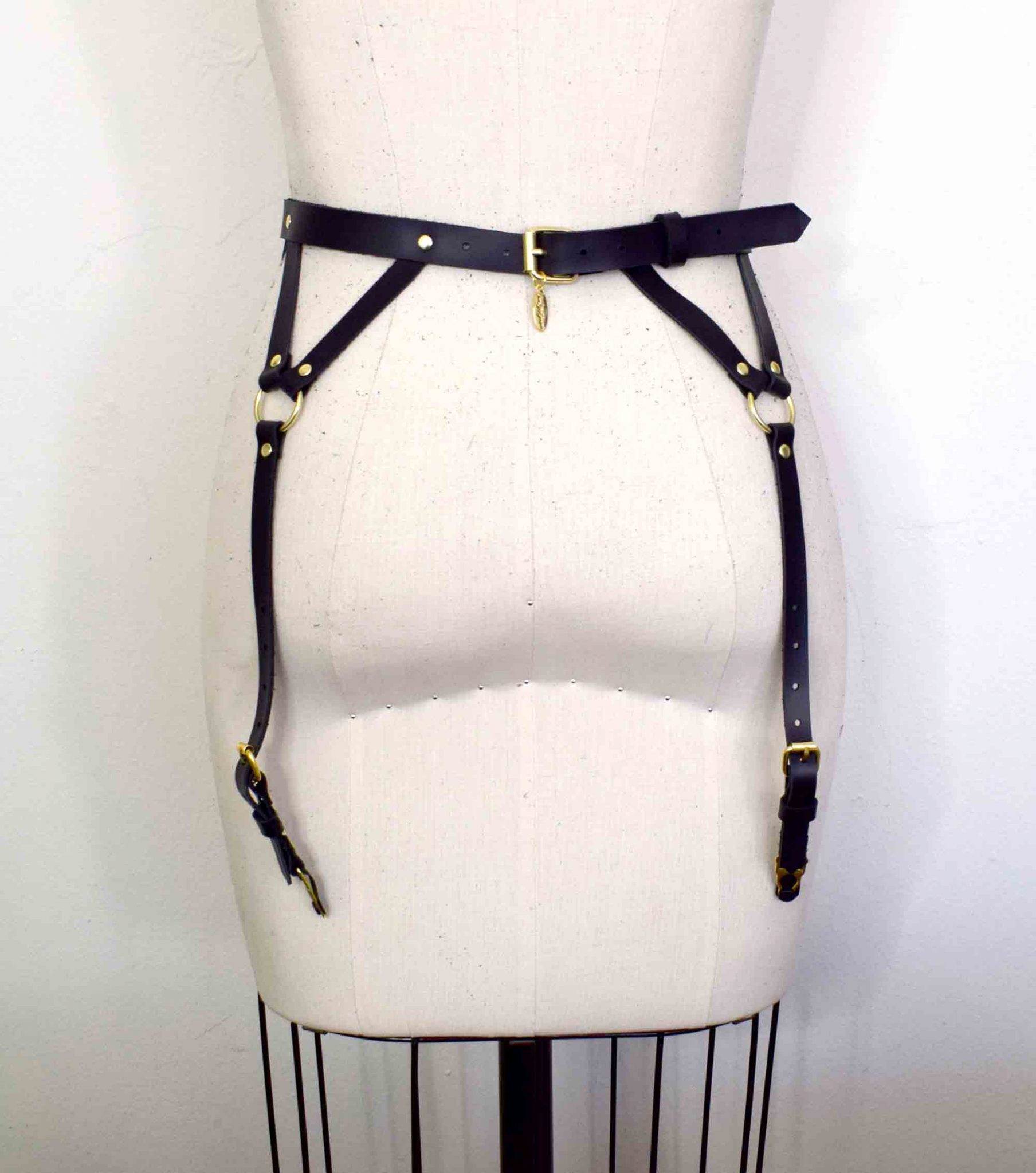 Diamant Black Leather Garter Belt LoveLornLingerie Diamant Black Leather Garter Belt LoveLornLingerie