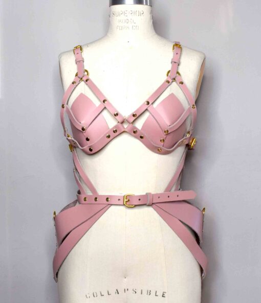 Hecate Black Leather Triangle Bra - Image 11