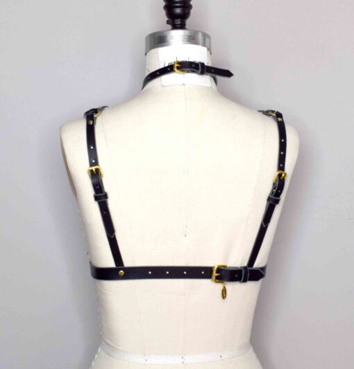 Olivia Strappy Leather Harness Bra - Image 7