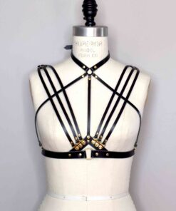 Olivia Strappy Leather Harness Bra