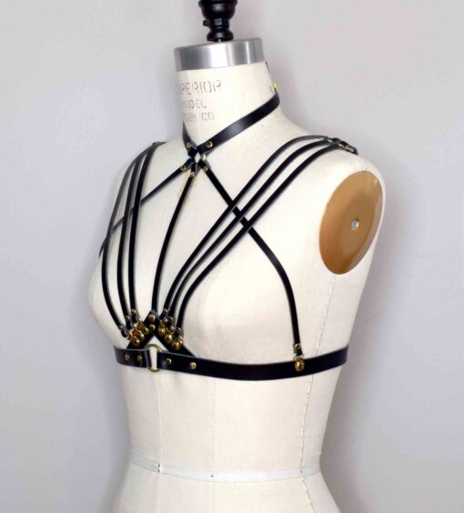 Olivia Strappy Leather Harness Bra - Image 4