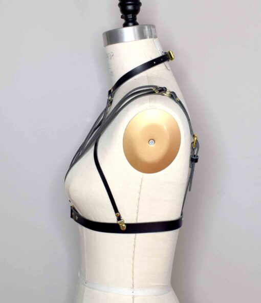 Olivia Strappy Leather Harness Bra - Image 5