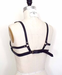 spider web leather bra