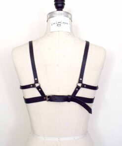 spider web leather bra