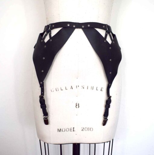 strappy leather garter belt