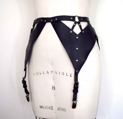 strappy leather garter belt