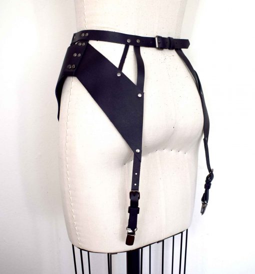 strappy leather garter belt