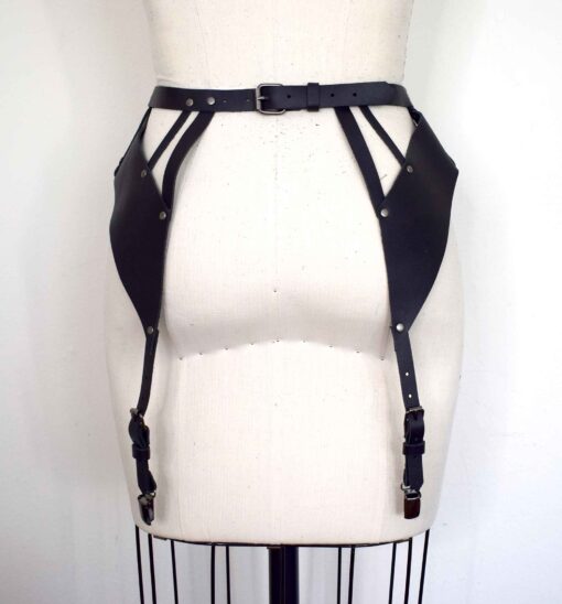 strappy leather garter belt