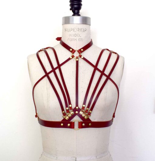 Olivia Strappy Leather Harness Bra - Image 2