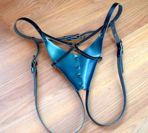 Xenia Crotchless Leather Bikini - Image 3