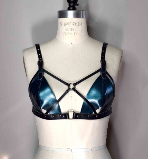 Xenia Strappy Leather Bralette - Image 2