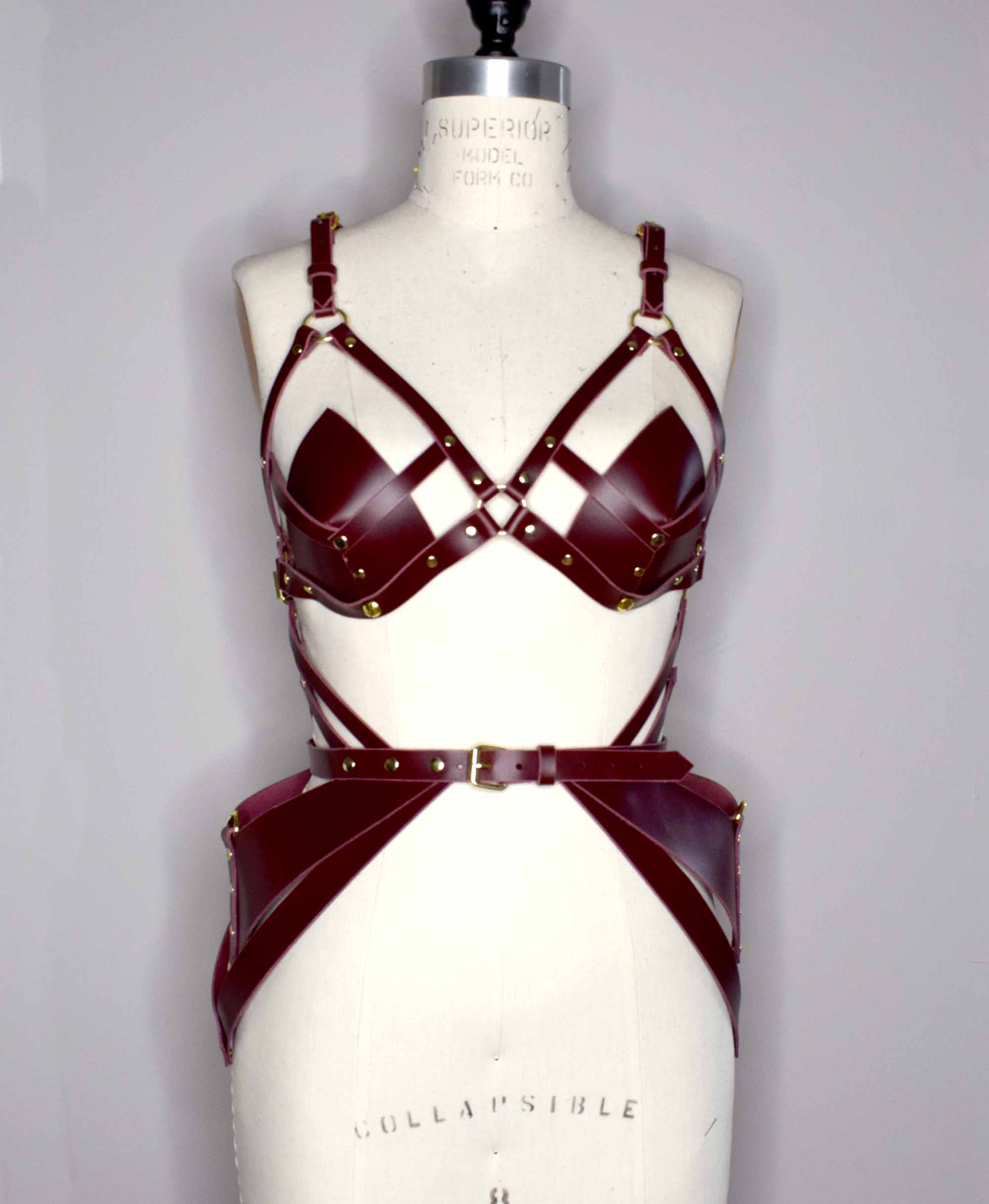 Hecate Black Leather Triangle Bra