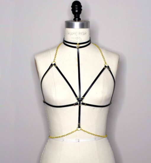 delicate leather chain harness set