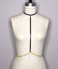 tiny leather chain body belt harness