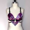 iridescent purple leather bra