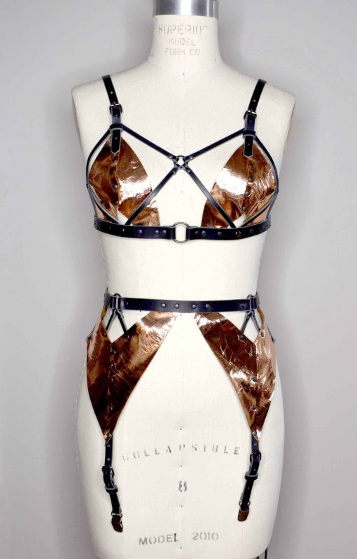 Xenia Strappy Leather Bralette - Image 11