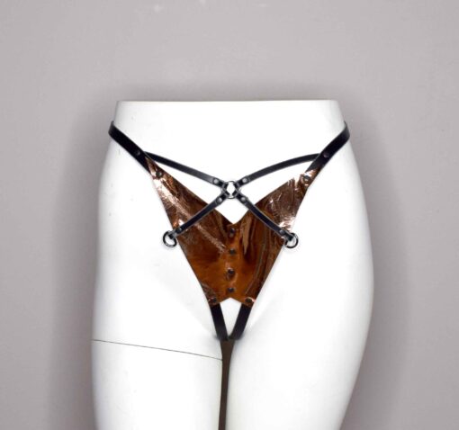 Xenia Crotchless Leather Bikini