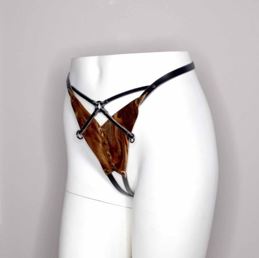 Xenia Crotchless Leather Bikini - Image 4