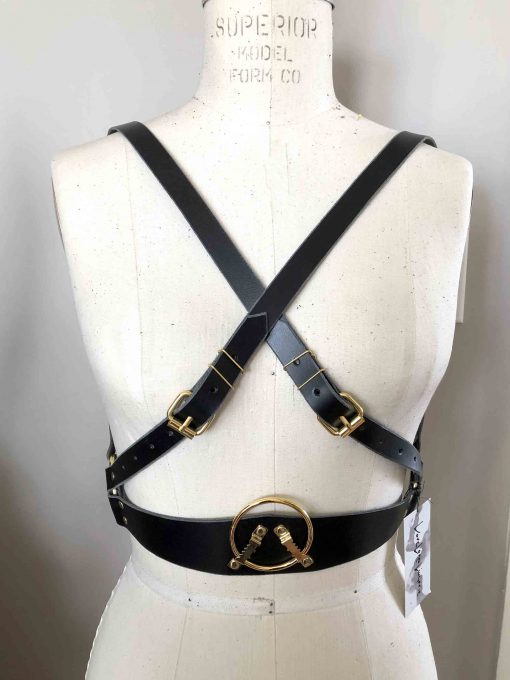 black leather harness