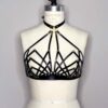 halter leather bra