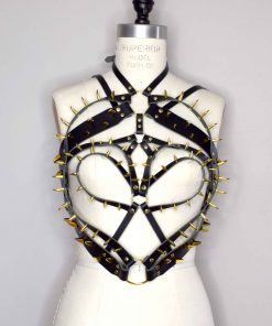 spiked leather torso harness