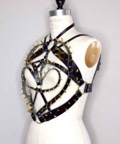 spiked leather torso harness